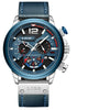 Men's Business Style Multifunctional Watch With Leather Strap Alloy Case And Stainless Steel Buckle