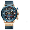 Men's Business Style Multifunctional Watch With Leather Strap Alloy Case And Stainless Steel Buckle