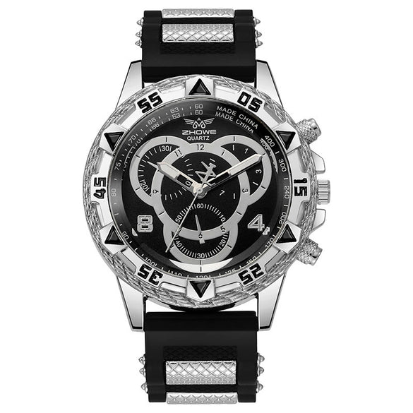 Men's Business Style Quartz Watch With Alloy Case Silicone Strap And Round Dial