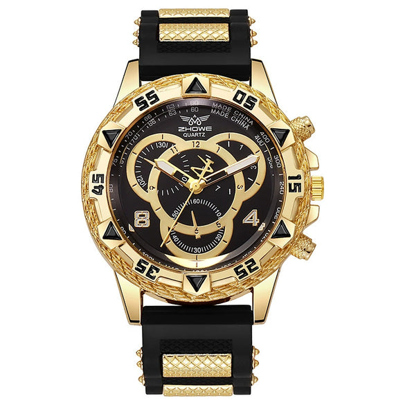 Men's Business Style Quartz Watch With Alloy Case Silicone Strap And Round Dial