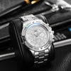 Men's Business Style Quartz Watch With Round Blue Dial Alloy Case And Stainless Steel Band