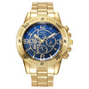 Men's Business Style Quartz Watch With Round Blue Dial Alloy Case And Stainless Steel Band
