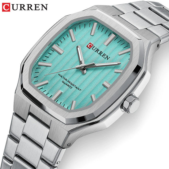 Men's Business Style Rectangular Square Steel Belt Watch Made Of Alloy Stainless Steel And Titanium