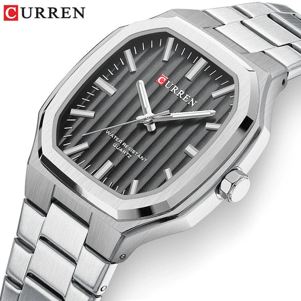 Men's Business Style Rectangular Square Steel Belt Watch Made Of Alloy Stainless Steel And Titanium