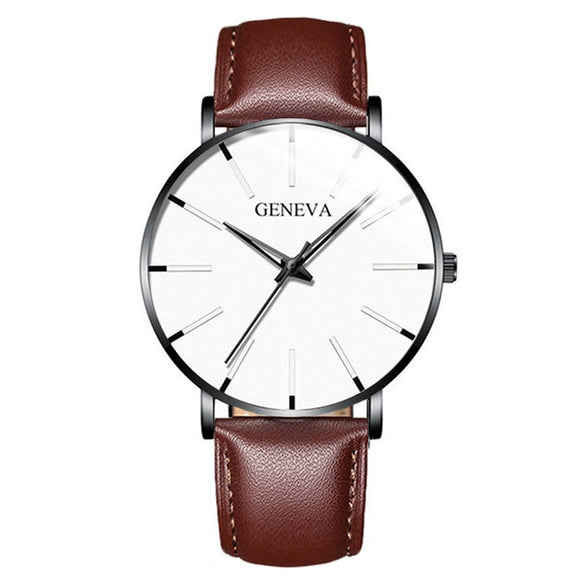 Men's Business Style Round Dial Alloy And Stainless Steel Quartz Watch With Printed Logo