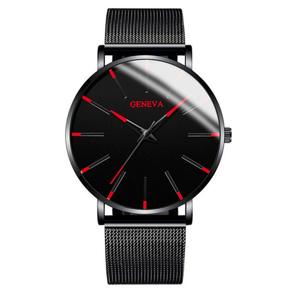 Men's Business Style Round Dial Alloy And Stainless Steel Quartz Watch With Printed Logo