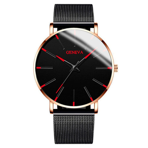 Men's Business Style Round Dial Alloy And Stainless Steel Quartz Watch With Printed Logo