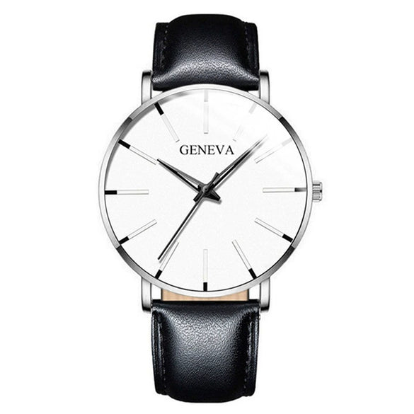 Men's Business Style Round Dial Alloy And Stainless Steel Quartz Watch With Printed Logo
