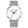 Men's Business Style Round Dial Alloy And Stainless Steel Quartz Watch With Printed Logo