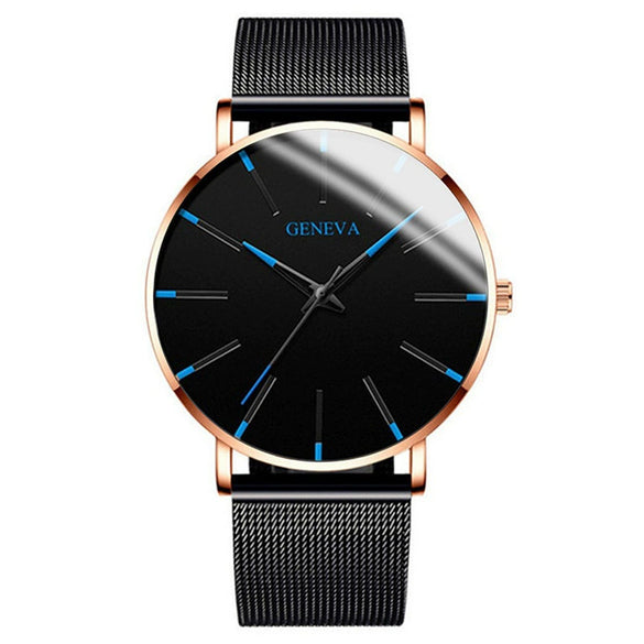 Men's Business Style Round Dial Alloy And Stainless Steel Quartz Watch With Printed Logo