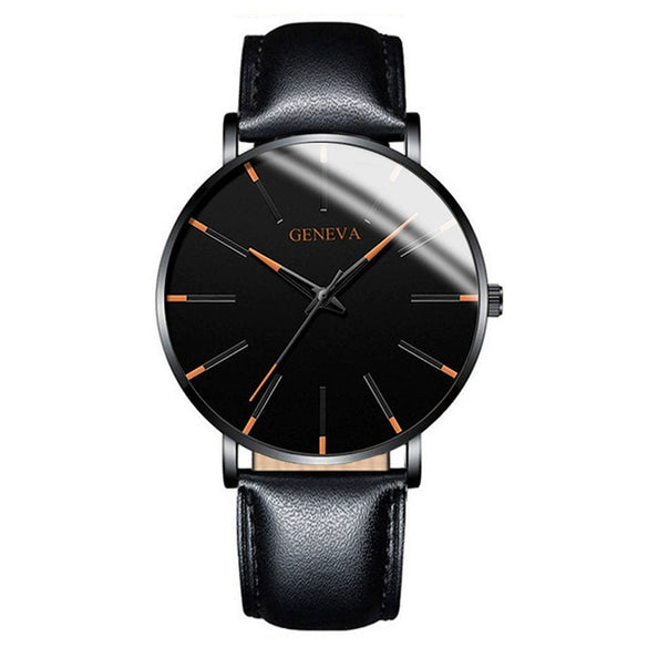 Men's Business Style Round Dial Alloy And Stainless Steel Quartz Watch With Printed Logo