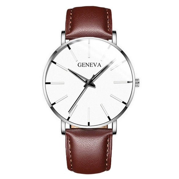 Men's Business Style Round Dial Alloy And Stainless Steel Quartz Watch With Printed Logo