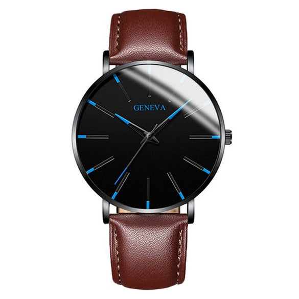 Men's Business Style Round Dial Alloy And Stainless Steel Quartz Watch With Printed Logo