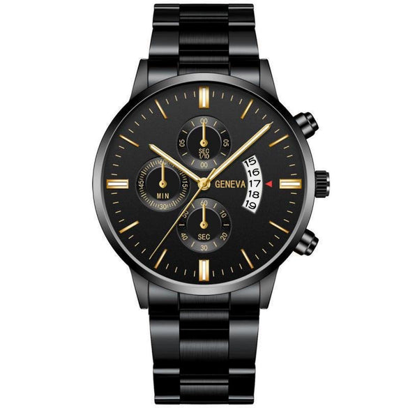 Men's Business Style Round Dial Watch With Tungsten Steel Strap And Alloy Case