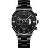 Men's Business Style Round Dial Watch With Tungsten Steel Strap And Alloy Case
