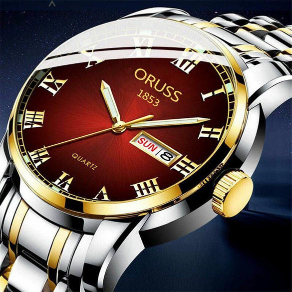 Men's Business Style Stainless Steel Automatic Movement Round Dial Waterproof Watch
