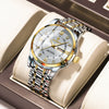 Men's Business Style Waterproof Alloy Case Stainless Steel Band Round Dial Sapphire Glass Mirror Quartz Watch
