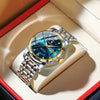 Men's Business Style Waterproof Alloy Case Stainless Steel Band Round Dial Sapphire Glass Mirror Quartz Watch