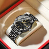 Men's Business Style Waterproof Alloy Case Stainless Steel Band Round Dial Sapphire Glass Mirror Quartz Watch