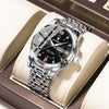 Men's Business Style Waterproof Alloy Case Stainless Steel Band Round Dial Sapphire Glass Mirror Quartz Watch
