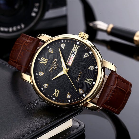 Men's Business Style Waterproof Quartz Watch With Alloy Case Strap Buckle And Mineral Reinforced Glass Mirror Round Dial