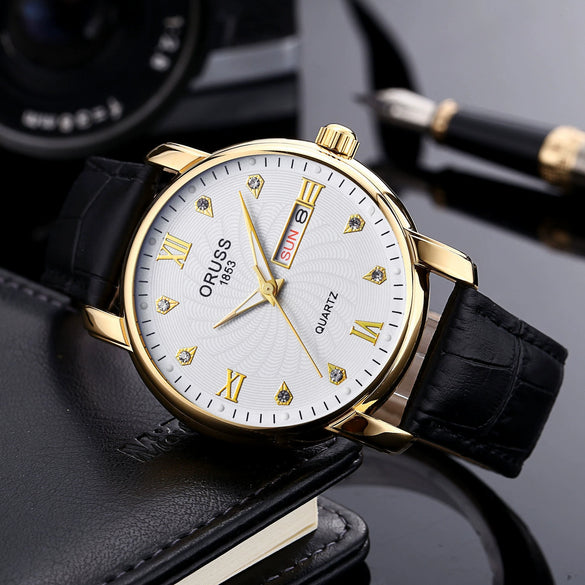 Men's Business Style Waterproof Quartz Watch With Alloy Case Strap Buckle And Mineral Reinforced Glass Mirror Round Dial