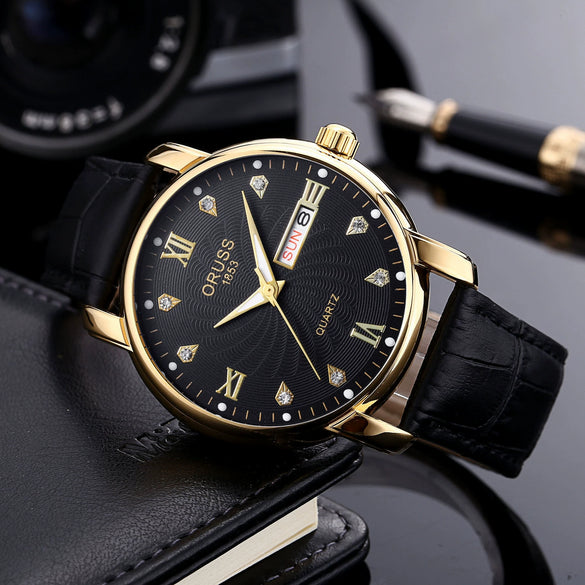 Men's Business Style Waterproof Quartz Watch With Alloy Case Strap Buckle And Mineral Reinforced Glass Mirror Round Dial