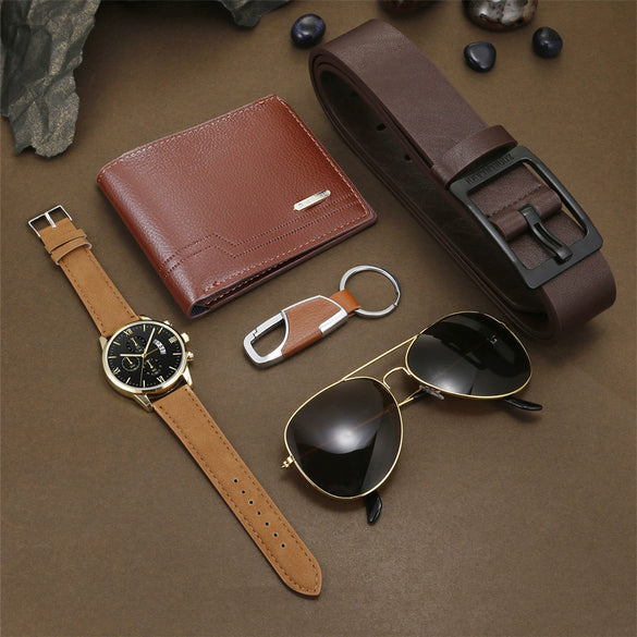 Men's Business Watch Alloy Case Imitation Leather Strap Round Dial