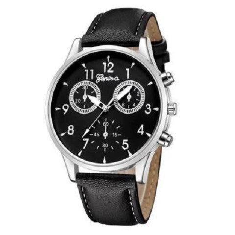 Men's Business Watch Alloy Case Imitation Leather Strap Stainless Steel Buckle Round Dial