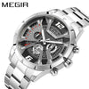 Men's Business Watch Alloy Case Stainless Steel Band Round Dial Mineral Strengthened Glass Mirror