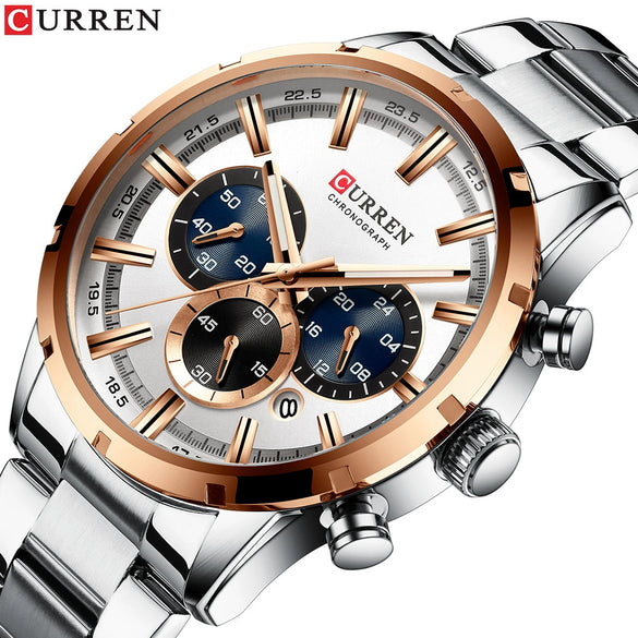Men's Business Watch Alloy Case Stainless Steel Band Round Dial
