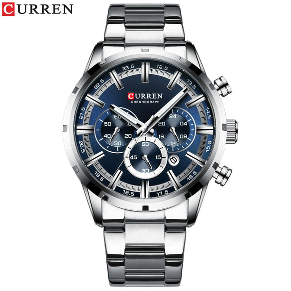 Men's Business Watch Alloy Case Stainless Steel Band Round Dial
