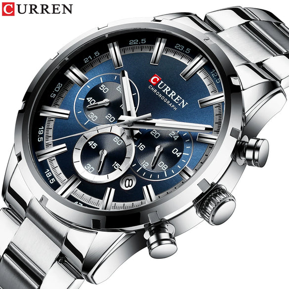 Men's Business Watch Alloy Case Stainless Steel Band Round Dial