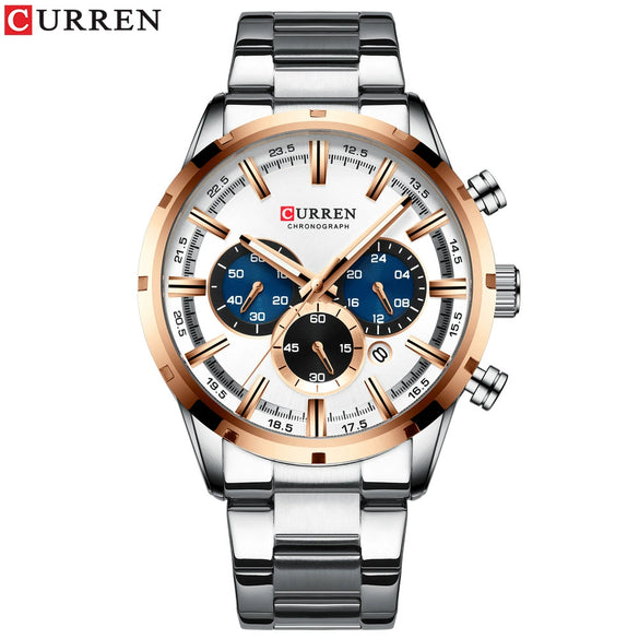 Men's Business Watch Alloy Case Stainless Steel Band Round Dial
