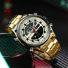 Men's Business Watch Steel Band Round Metal Case Stainless Steel Strap Dual Movement Chronograph Luminous