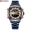 Men's Business Watch Steel Band Round Metal Case Stainless Steel Strap Dual Movement Chronograph Luminous