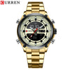 Men's Business Watch Steel Band Round Metal Case Stainless Steel Strap Dual Movement Chronograph Luminous