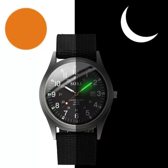 Men's Canvas Alloy Sports Casual Luminous Round Watch
