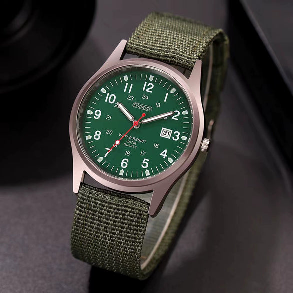 Men's Canvas Alloy Sports Casual Luminous Round Watch