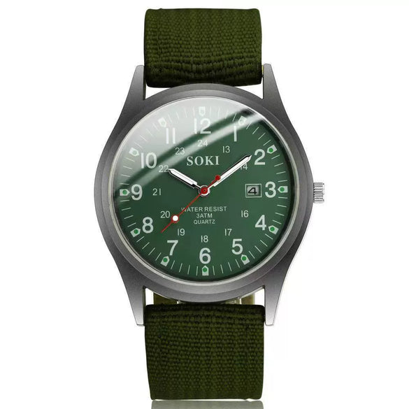 Men's Canvas Alloy Sports Casual Luminous Round Watch
