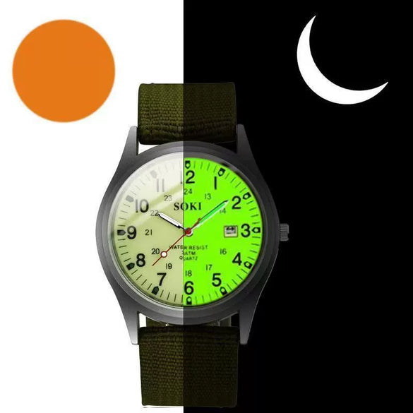 Men's Canvas Alloy Sports Casual Luminous Round Watch