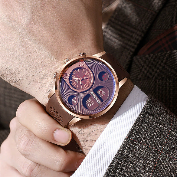Men's Casual Alloy And Silicone Quartz Watch With Round Dial