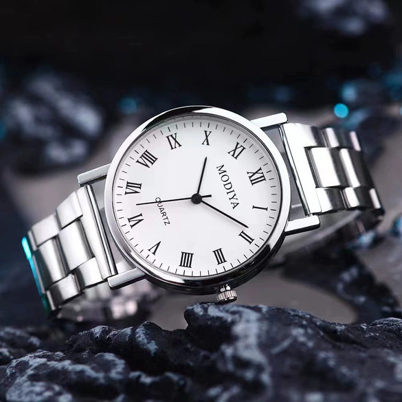 Men's Casual Alloy Band Titanium Alloy Case Round Dial Quartz Watch