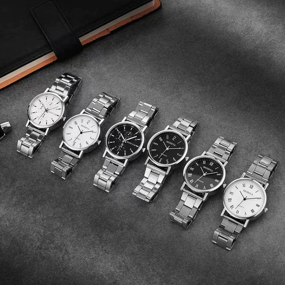 Men's Casual Alloy Band Titanium Alloy Case Round Dial Quartz Watch