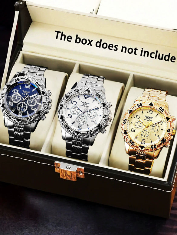 Men's Casual Alloy Case And Strap Quartz Watch With Round Dial And Mineral Reinforced Glass Mirror