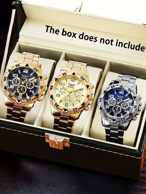 Men's Casual Alloy Case And Strap Quartz Watch With Round Dial And Mineral Reinforced Glass Mirror