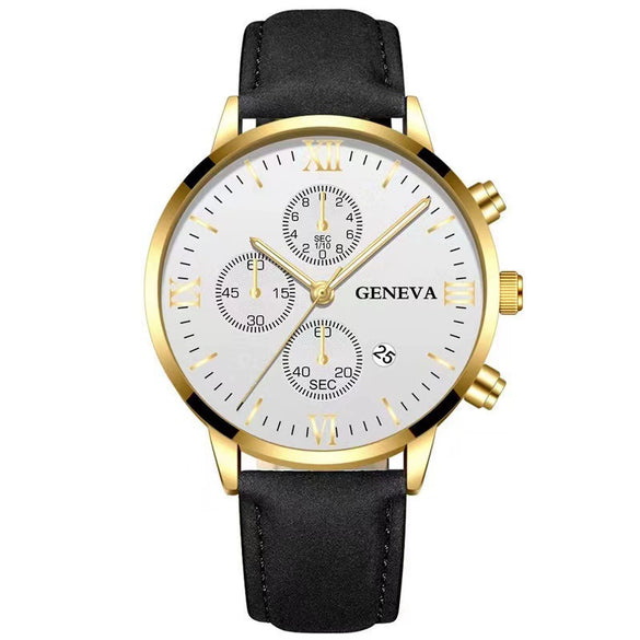 Men's Casual Alloy Case Quartz Belt Watches With Round Dial