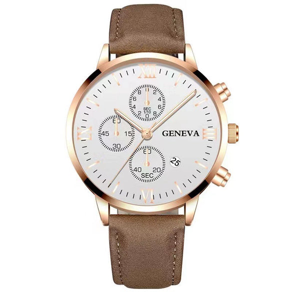 Men's Casual Alloy Case Quartz Belt Watches With Round Dial
