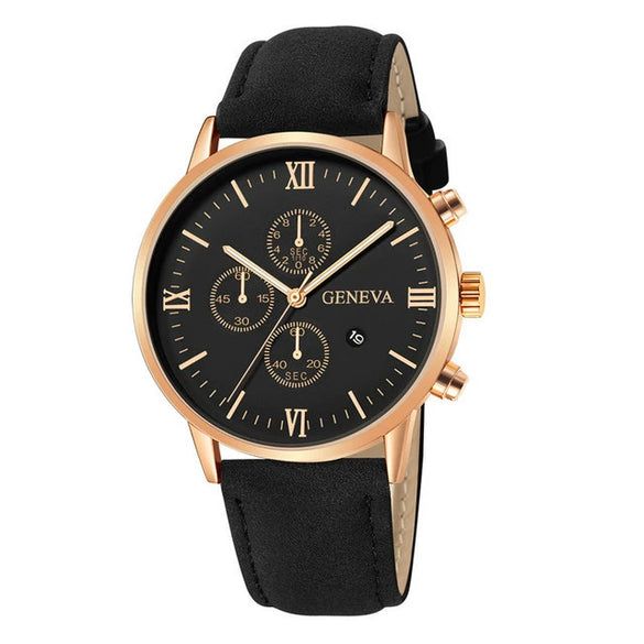 Men's Casual Alloy Case Quartz Belt Watches With Round Dial