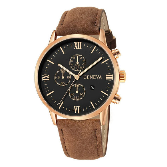 Men's Casual Alloy Case Quartz Belt Watches With Round Dial
